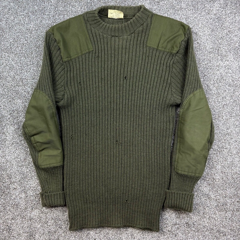 Vintage Kempton Military Sweater Mens 40 Olive Green Wool England‎ Military